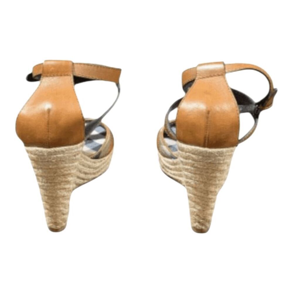 BURBERRY Nova Check Canvas/Leather Espadrille Wedge Sandal Size 40 (US8.5) - Picture 5 of 9